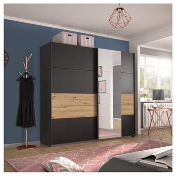 Šatní skříň NEWTON tmavě šedá/dub artisan 1