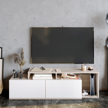 TV stolek NEXERA bílá/přírodní 1