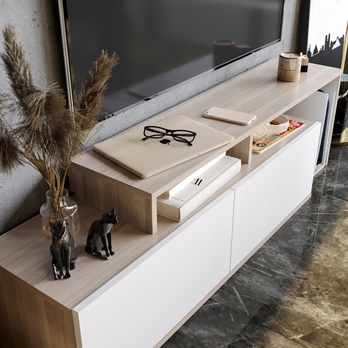 TV stolek NEXERA bílá/přírodní 4