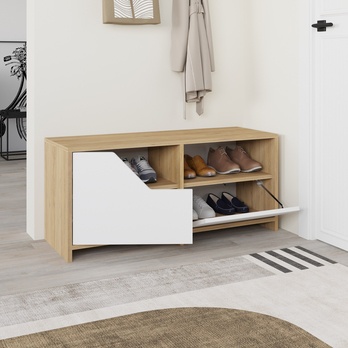 Botníková lavice NEXUS bílá/dub 3