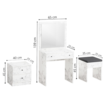 Set toaletní + přístavný stolek a stolička NICE bílá 3