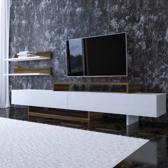 TV sestava NIRVANA bílá/teak 1