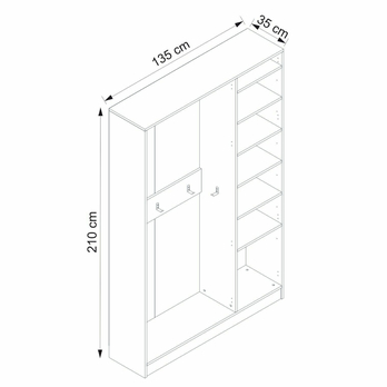 Předsíňová skříň NOAH 2 bílá/antracitová 5