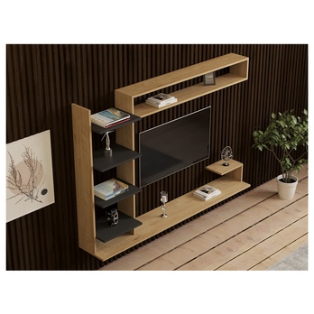 Obývací stěna NOBLE přírodní/antracitová 4