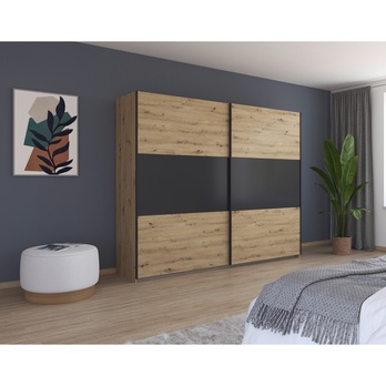 Šatní skříň NOE II dub artisan/šedá 1