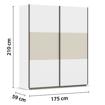 Šatní skříň NOE alpská bílá/šampaň, šířka 175 cm 3