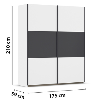 Šatní skříň NOE alpská bílá/šedá, šířka 175 cm 3