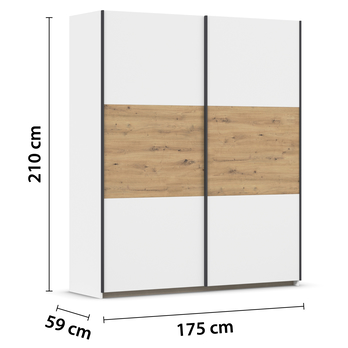 Šatní skříň NOE alpská bílá/dub artisan, šířka 175 cm 3