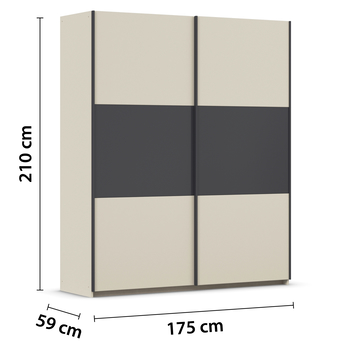 Šatní skříň NOE šampaň/šedá, šířka 175 cm 3
