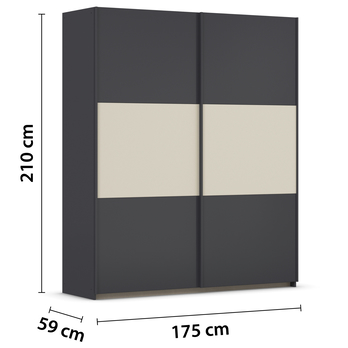 Šatní skříň NOE šedá/šampaň, šířka 175 cm 3