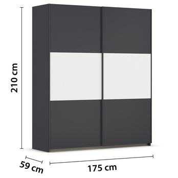 Šatní skříň NOE šedá/alpská bílá, šířka 175 cm 3