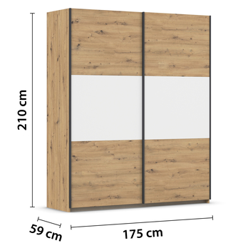 Šatní skříň NOE dub artisan/alpská bílá, šířka 175 cm 3
