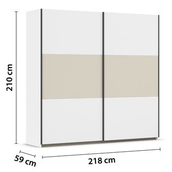 Šatní skříň NOE alpská bílá/šampaň, šířka 218 cm 3