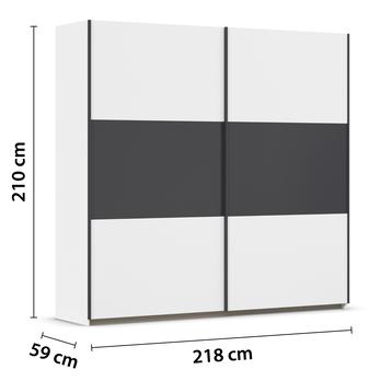 Šatní skříň NOE alpská bílá/šedá, šířka 218 cm 3