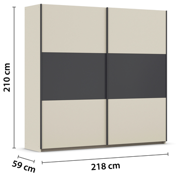 Šatní skříň NOE šampaň/šedá, šířka 218 cm 3