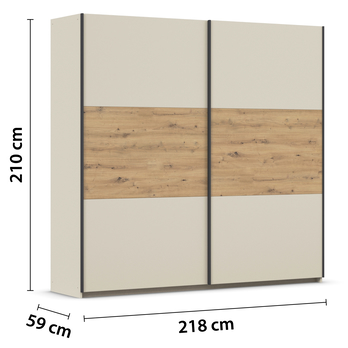 Šatní skříň NOE šampaň/dub artisan, šířka 218 cm 3