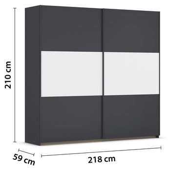 Šatní skříň NOE šedá/alpská bílá, šířka 218 cm 3