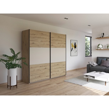 Šatní skříň NOE dub artisan/šampaň, šířka 218 cm 1