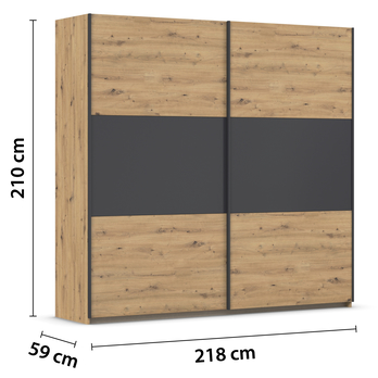 Šatní skříň NOE dub artisan/šedá, šířka 218 cm 3
