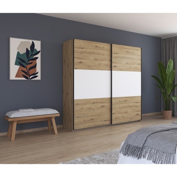 Šatní skříň NOE dub artisan/alpská bílá, šířka 218 cm 1