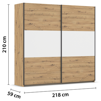 Šatní skříň NOE dub artisan/alpská bílá, šířka 218 cm 3