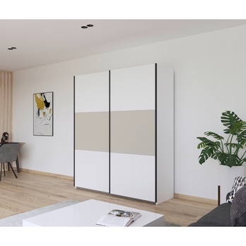 Šatní skříň NOE alpská bílá/šampaň, šířka 175 cm 1