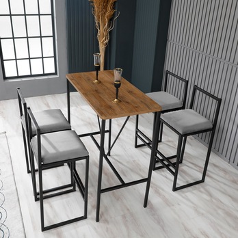 Barový set NORDIC 2 světle šedá/černá, ořech/černá 1