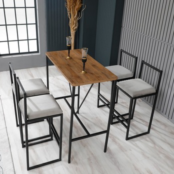 Barový set NORDIC 2 krémová/černá, ořech/černá 1