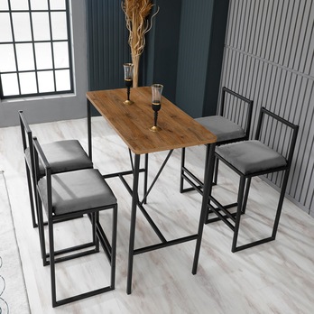 Barový set NORDIC 2 šedá/černá, ořech/černá 1