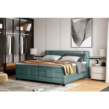 Polohovací postel boxspring NYSA zelenomodrá, 180x200 cm 1