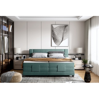Polohovací postel boxspring NYSA zelenomodrá, 180x200 cm 2
