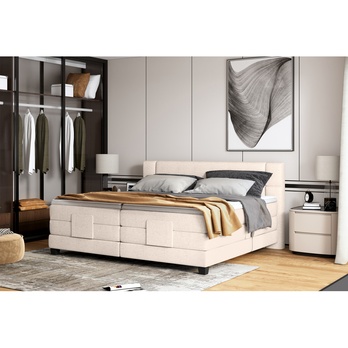 Polohovací postel boxspring NYSA světle béžová, 160x200 cm 1