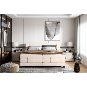 Polohovací postel boxspring NYSA světle béžová, 140x200 cm 2