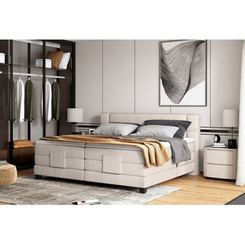 Polohovací postel boxspring NYSA šedobéžová, 140x200 cm 1