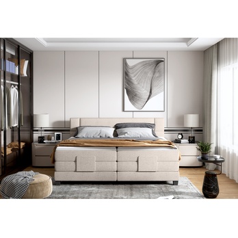 Polohovací postel boxspring NYSA šedobéžová, 140x200 cm 2