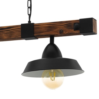 Závěsné svítidlo OLDBURY černý kov/tmavé dřevo, šířka 86 cm 1
