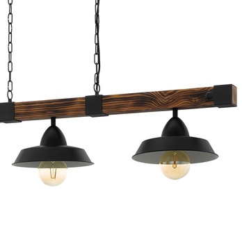 Závěsné svítidlo OLDBURY černý kov/tmavé dřevo, šířka 118 cm 1