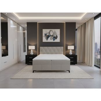 Postel s matrací a topperem OLTEA šedohnědá, 140x200 cm 1