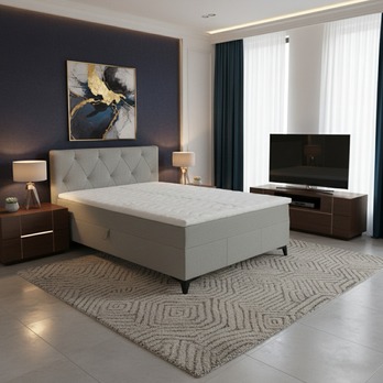 Postel s matrací a topperem OLTEA šedá, 120x200 cm 1
