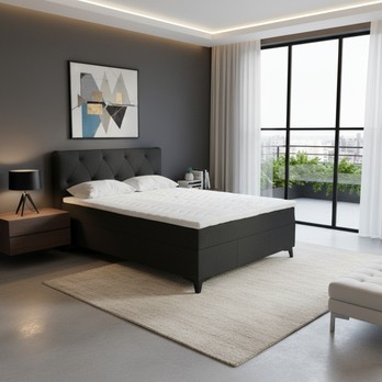 Postel s matrací a topperem OLTEA antracitová, 120x200 cm 1