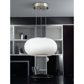 Závěsné svítidlo OPTICA opálové sklo/matný nikl, průměr 28 cm 1