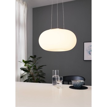Závěsné svítidlo OPTICA opálové sklo/matný nikl, průměr 35 cm 1