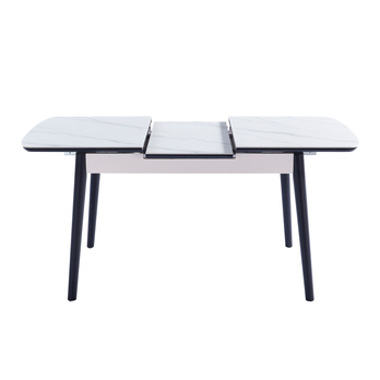 Jídelní stůl OPULLU bílý mramor/černá, šířka 120 cm 2