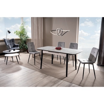 Jídelní stůl OPULLU bílý mramor/černá, šířka 120 cm 1