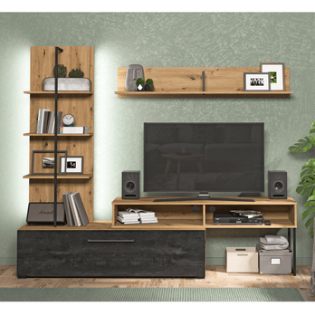 Obývací stěna  ORALIA dub artisan/černá 1