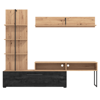Obývací stěna  ORALIA dub artisan/černá 3