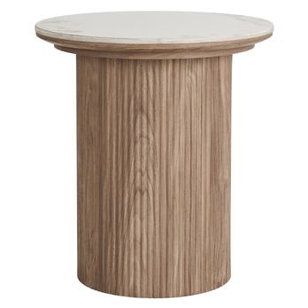 Přístavný stolek OTHINS bílá/hnědá 2