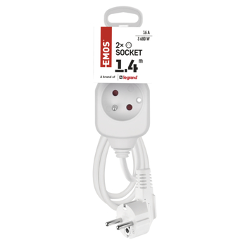 Prodlužovací kabel P02114 bílá, 2 zásuvky, délka 1,4 m 6