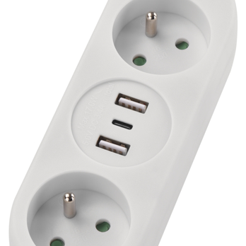 Prodlužovací kabel P0211E bílá, 2 zásuvky, 2xUSB, 1xUSB-C, délka 1,4 m 3