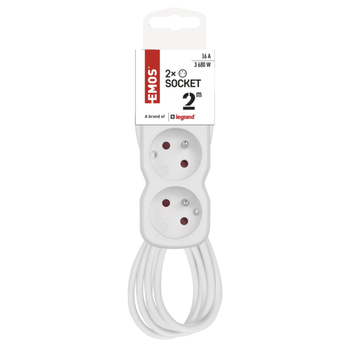 Prodlužovací kabel P0212 bílá, 2 zásuvky, délka 2 m 7